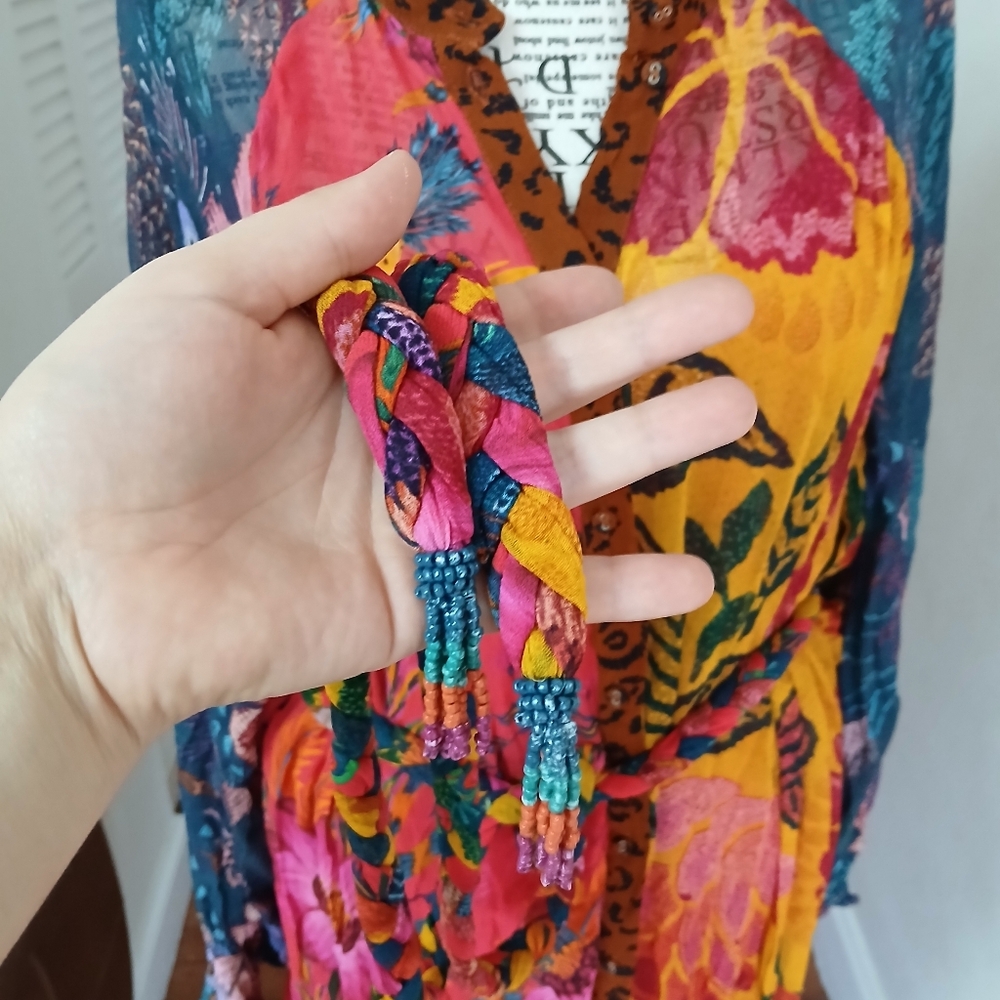 FARM RIO‎ Mixed Prints Button Down Maxi Dress In Mix Print - Picture 9 of 11